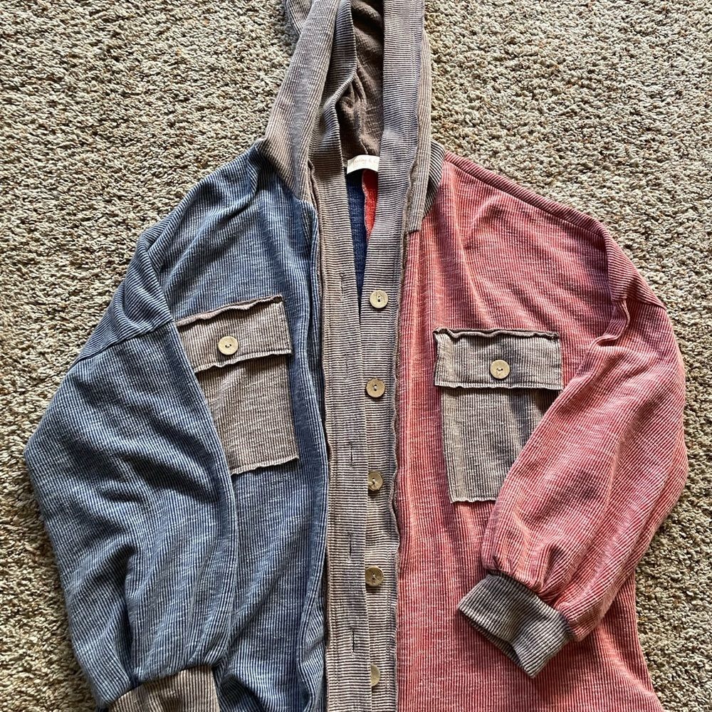 Colorblock Hooded Cardigan